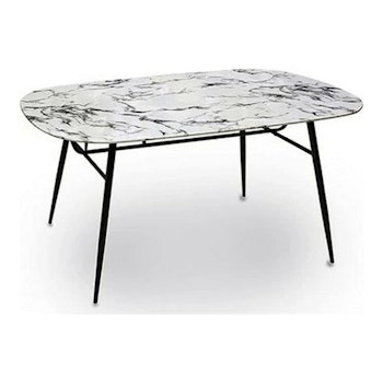 Sidobord i Vit/Svart Metall med Härdat Glas – Elegant Design för Hemmet
