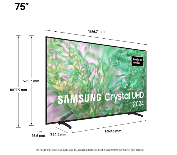 Samsung 75" TU75DU8005KXXC – Storslagen 4K UHD Smart TV för Enastående Upplevelser