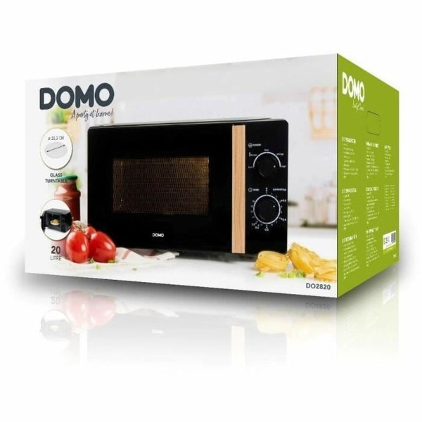 Mikrovågsugnen DOMO Svart 700 W 20 L – Kompakt och Effektiv Uppvärmning i Stilrent Utförande