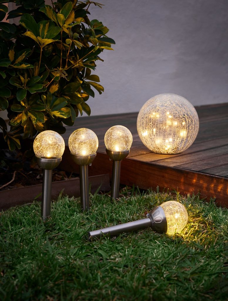 Solcellslampa HAVSVALE Ø20×H29 cm – Kristallklar glaskula med 20 varmvita LED & automatisk tändning