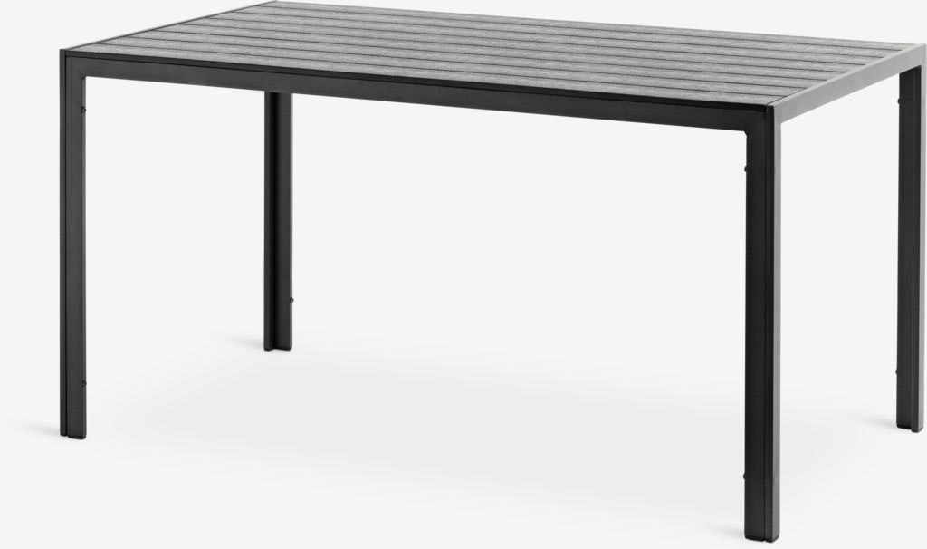JERSORE Trädgårdsbord 80×140 cm – Stilren svart aluminium & underhållsfri komposit