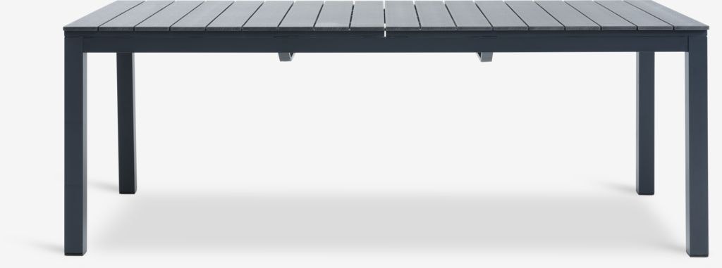 VATTRUP Trädgårdsbord 95×206/321 cm – Förlängningsbart svart konstträ & pulverlackerad aluminium