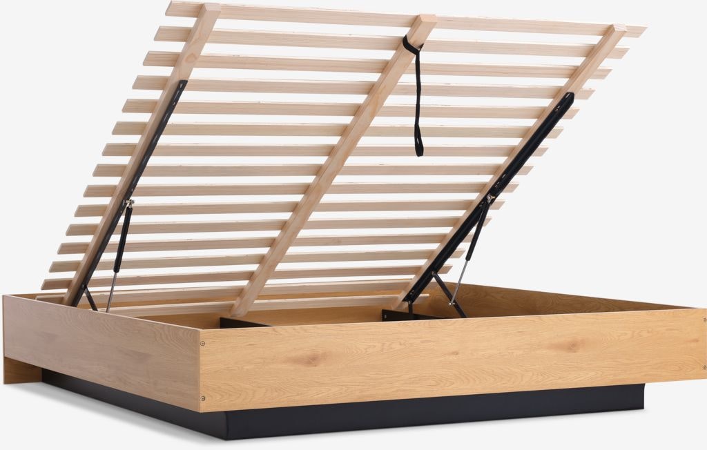 ELLINGE Sängram 180×200 cm med Smart Förvaring – Ekfärgad & Stilren