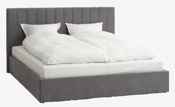 HASLEV Sängram 180×200 cm med Förvaring – Mörkgrått Tyg & Smart Lådsystem