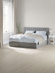 HASLEV Sängram 180×200 cm med Förvaring – Mörkgrått Tyg & Smart Lådsystem