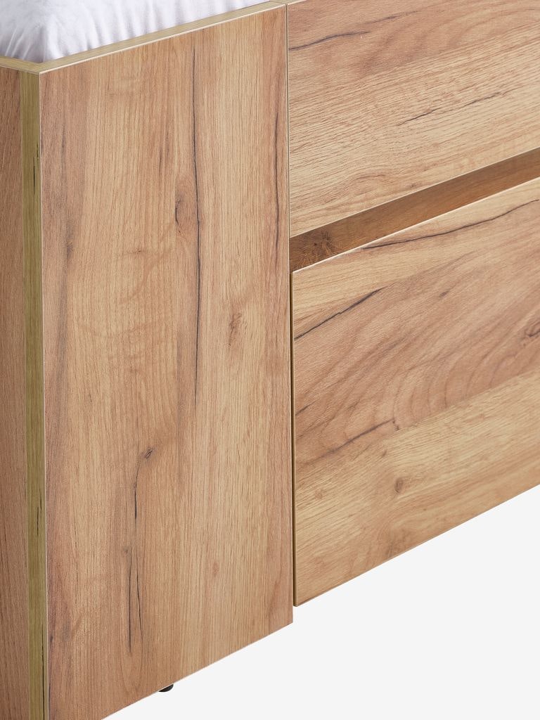 LIMFJORDEN Sängram 160×200 med 3 Förvaringslådor – Vit & EkfärgadDesign