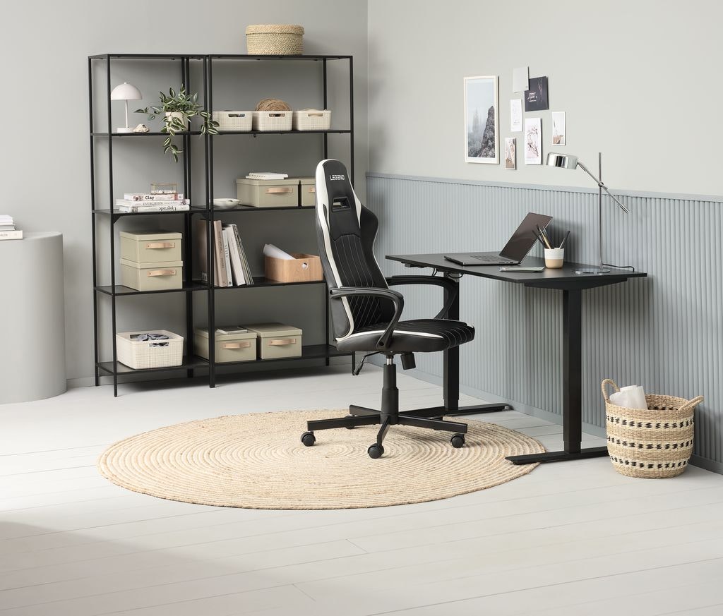 Gamingstol LERBJERG Svart/Vit – Ergonomisk Komfort i Snygg Racingdesign