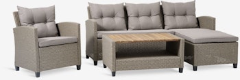 VEN Loungeset 4‑sits med schäslong – Naturlig elegans för din uteplats