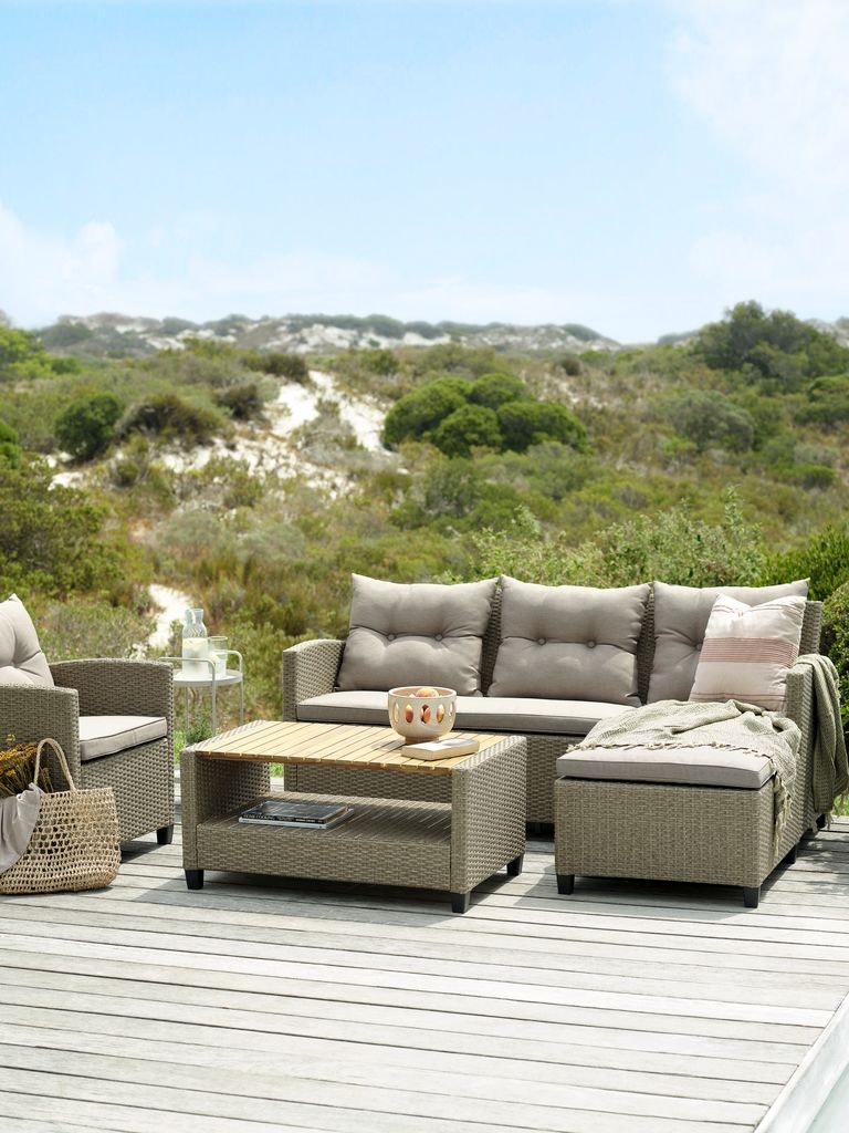 VEN Loungeset 4‑sits med schäslong – Naturlig elegans för din uteplats
