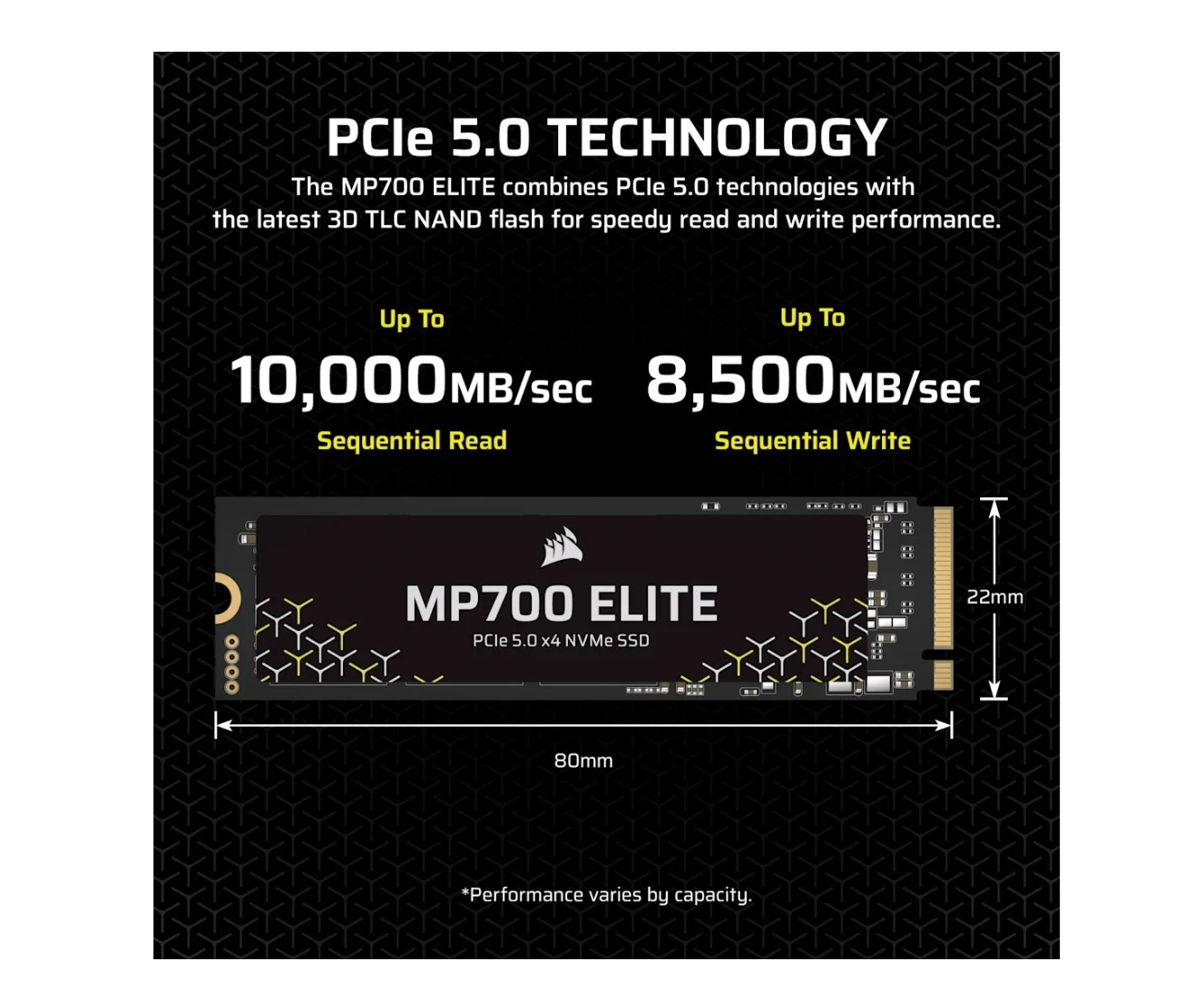Corsair MP700 ELITE 2 TB – M.2 2280 PCIe 5.0 x4 NVMe SSD med 10 000 MB/s