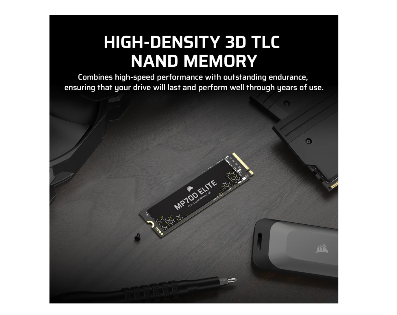 Corsair MP700 ELITE 2 TB – M.2 2280 PCIe 5.0 x4 NVMe SSD med 10 000 MB/s