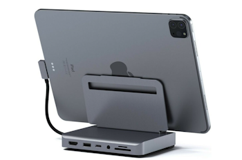 Satechi Aluminum Stand Hub – 7‑i‑1 Space Gray Dock med Ergonomisk Höjd för MacBook & iPad