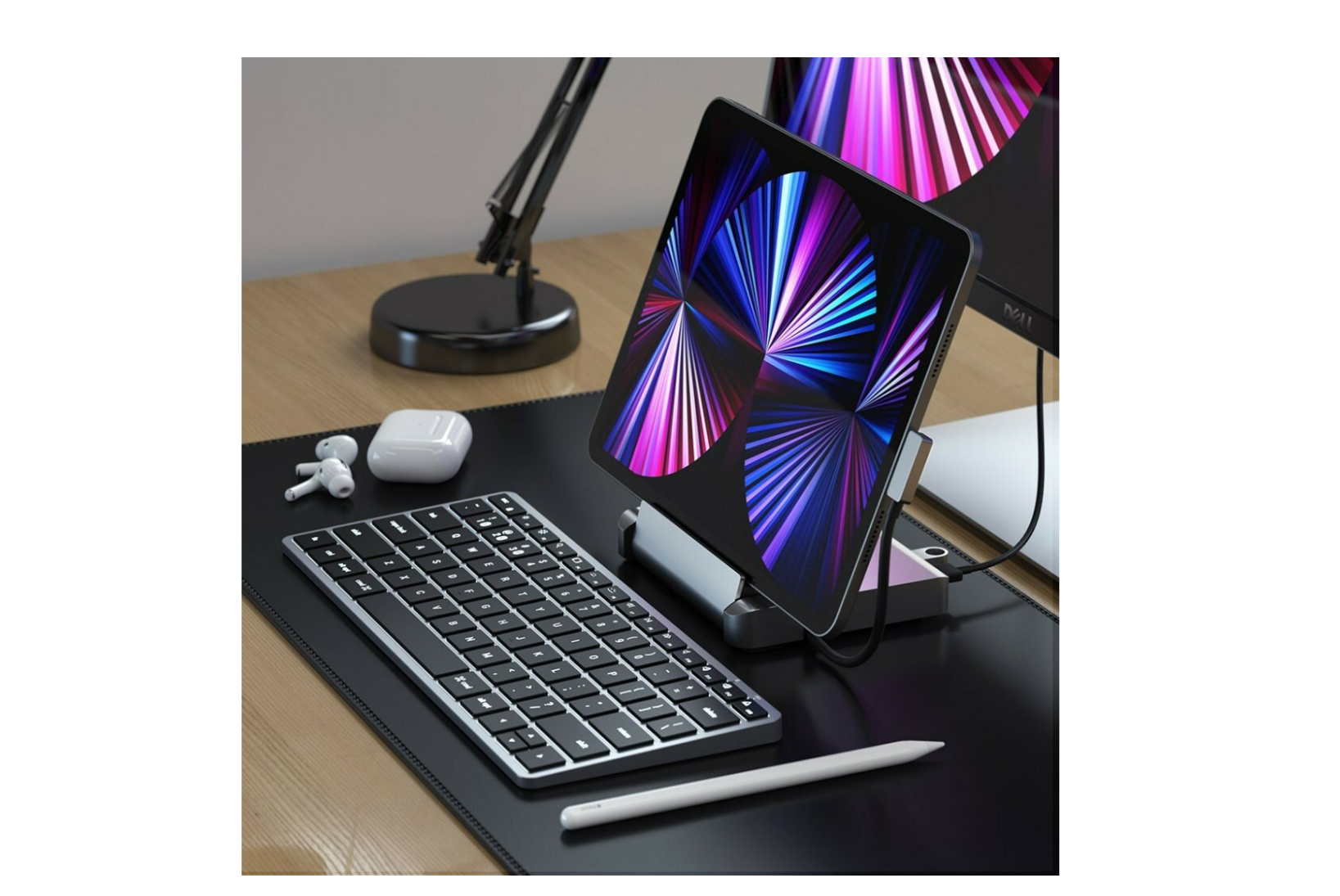Satechi Aluminum Stand Hub – 7‑i‑1 Space Gray Dock med Ergonomisk Höjd för MacBook & iPad