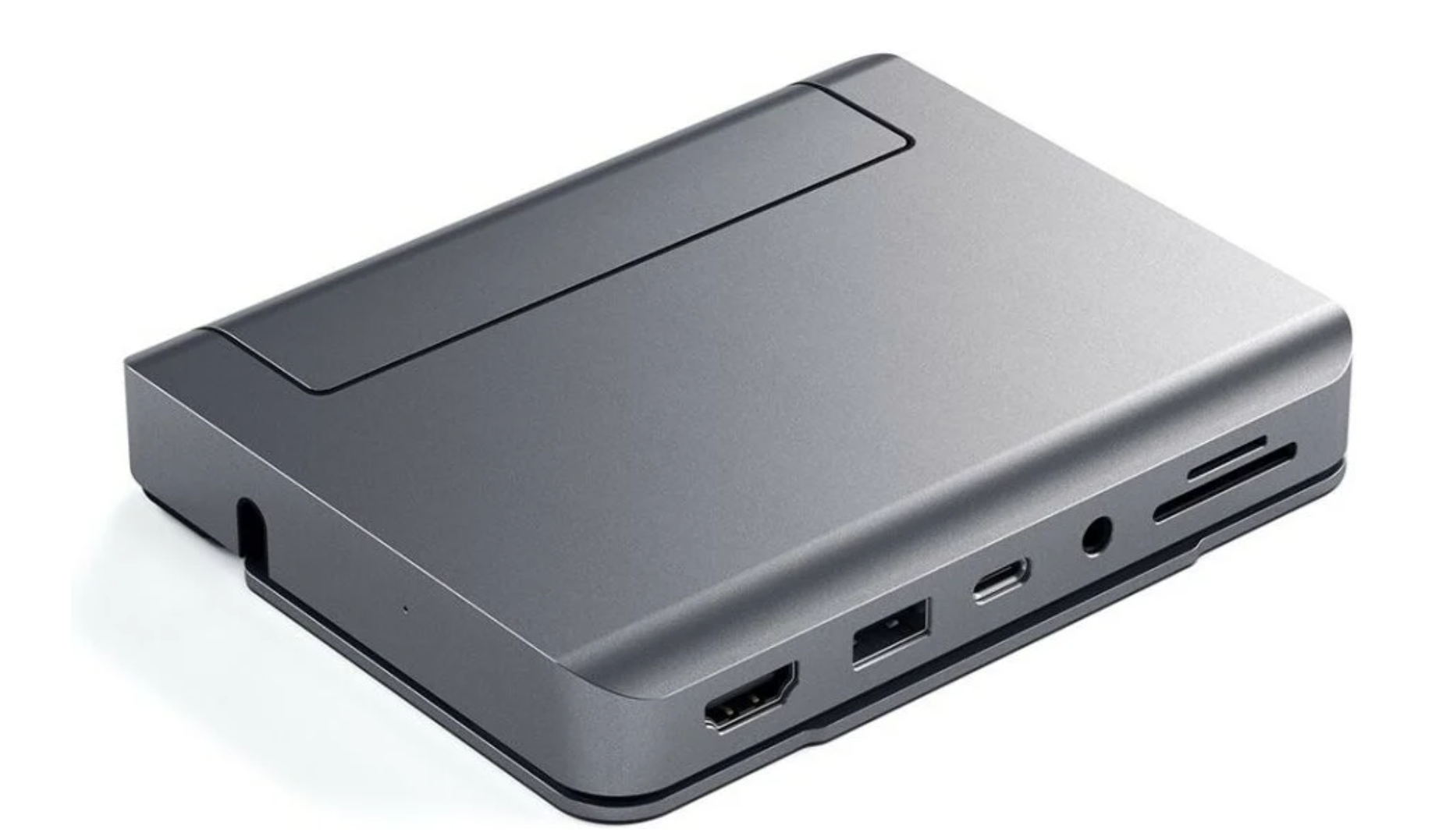 Satechi Aluminum Stand Hub – 7‑i‑1 Space Gray Dock med Ergonomisk Höjd för MacBook & iPad