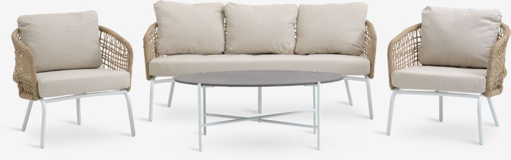 DYVIG Loungeset 5-sits – Snabbtorkande Vit Utomhussoffa i Modern Design