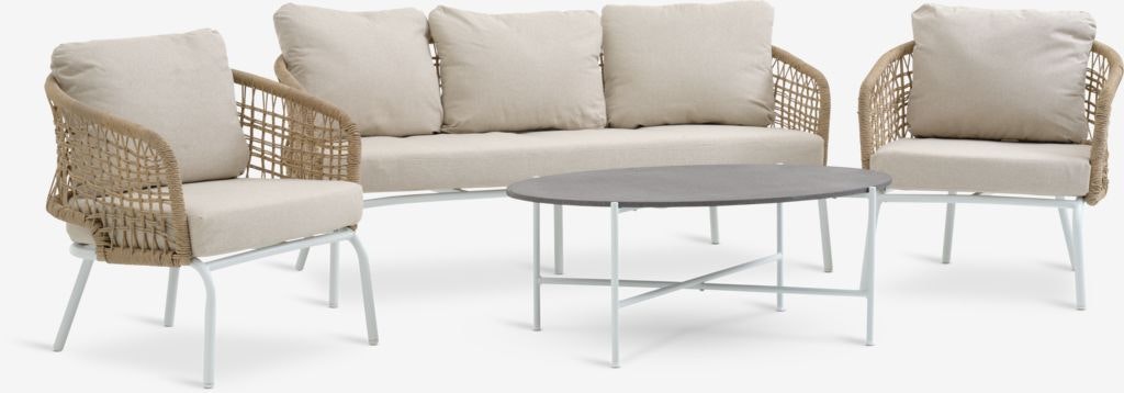 DYVIG Loungeset 5-sits – Snabbtorkande Vit Utomhussoffa i Modern Design
