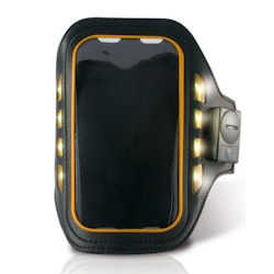 Sportarmband KSIX med LED – Justerbart för 4" Smartphone – Svart Neopren