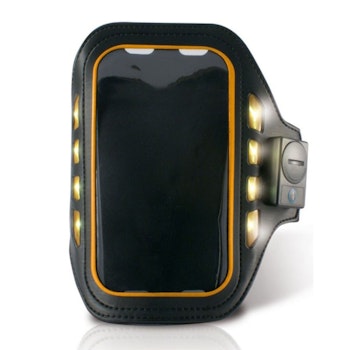 Sportarmband KSIX med LED – Justerbart för 4" Smartphone – Svart Neopren