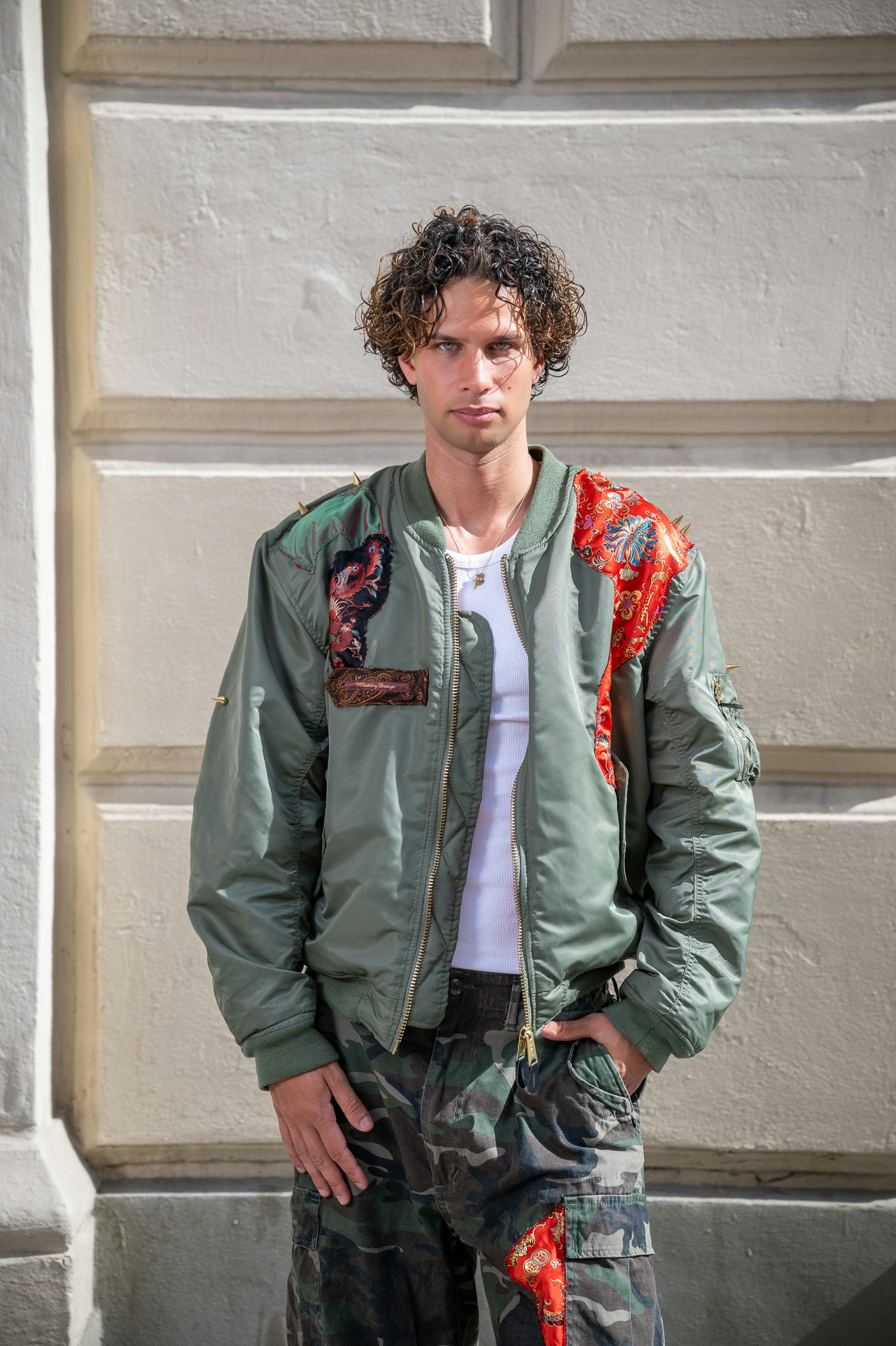 Lavishly Camouflaged Bomber Jacket