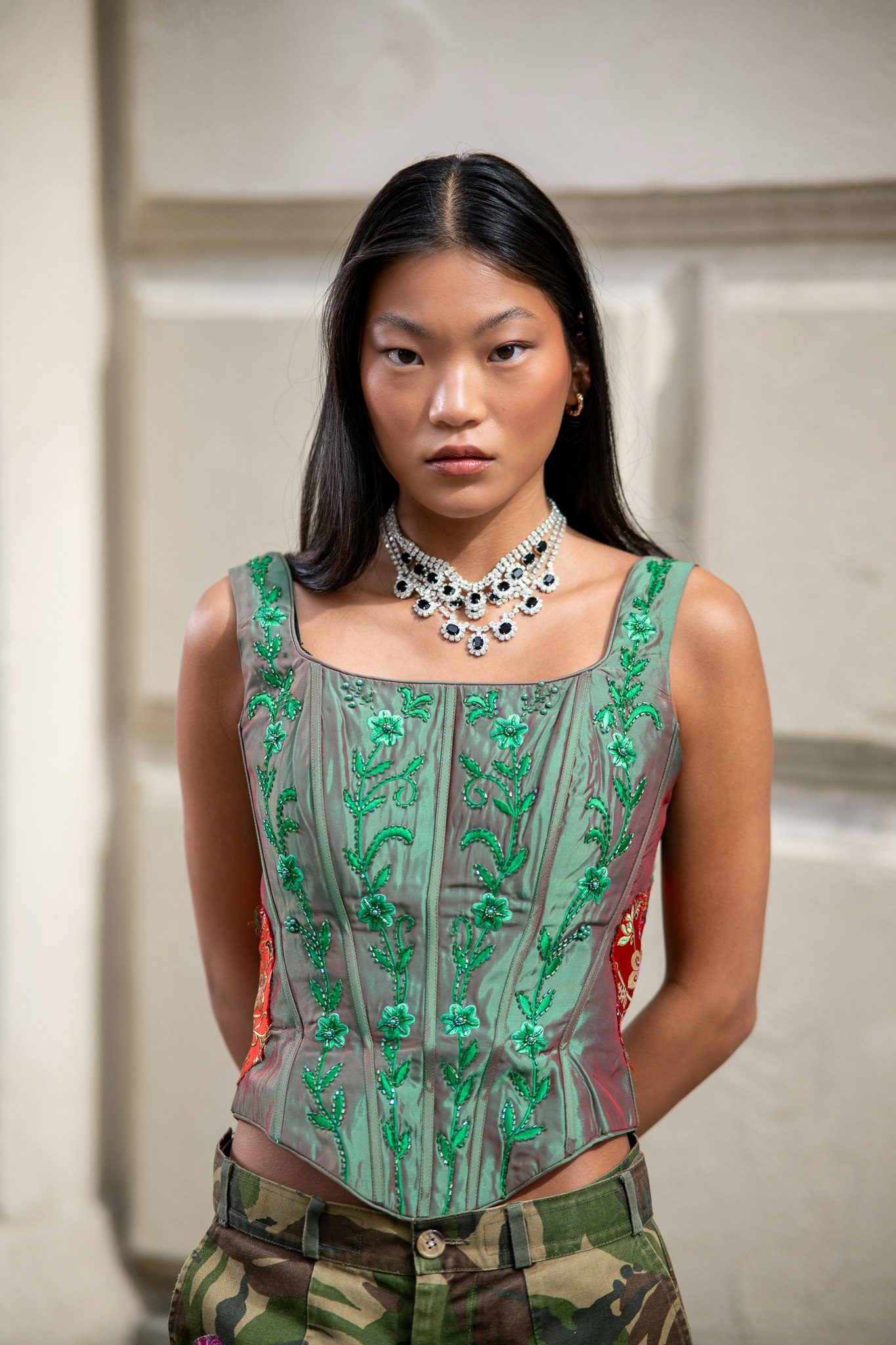 I Like My Flowers Embroidered Corset Top