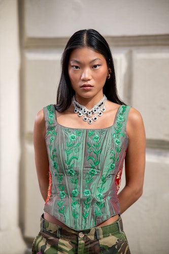 I Like My Flowers Embroidered Corset Top