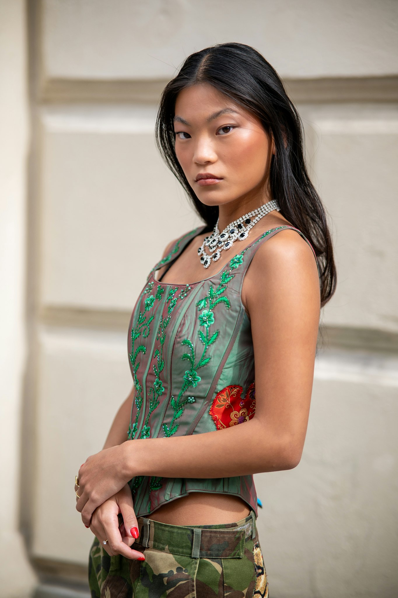 I Like My Flowers Embroidered Corset Top