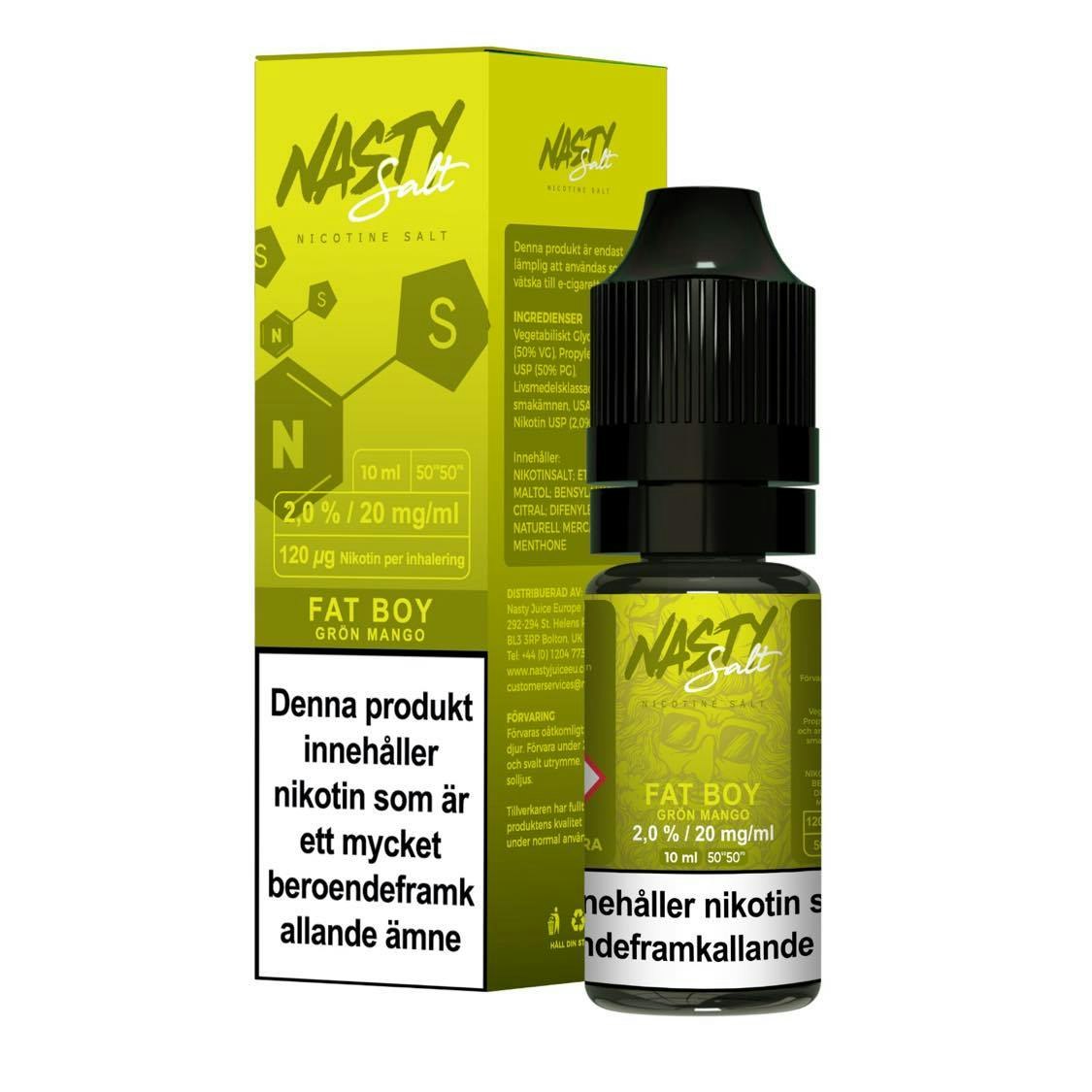 nasty juice fat boy grön mango 10ml 20mg mtl ejuice e-juice nicsalt salt nikotinsalt vape vejp