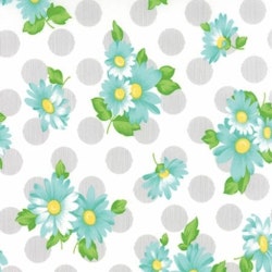 Sew & Sew-hvit med turkis blomster