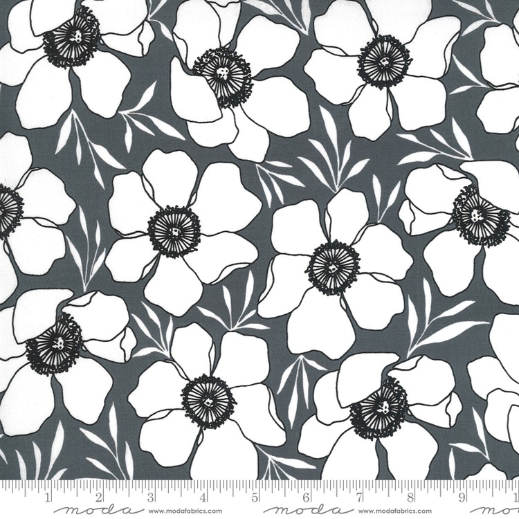 Illustrations Graphite-svart me hvite blomster