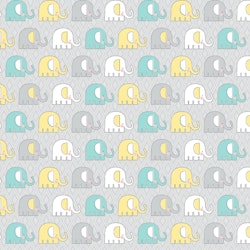 Adorable Alphabet-grå med lyseblå elefanter