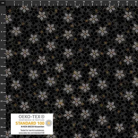Star Sprinkle-svart med gull/svarte blomster