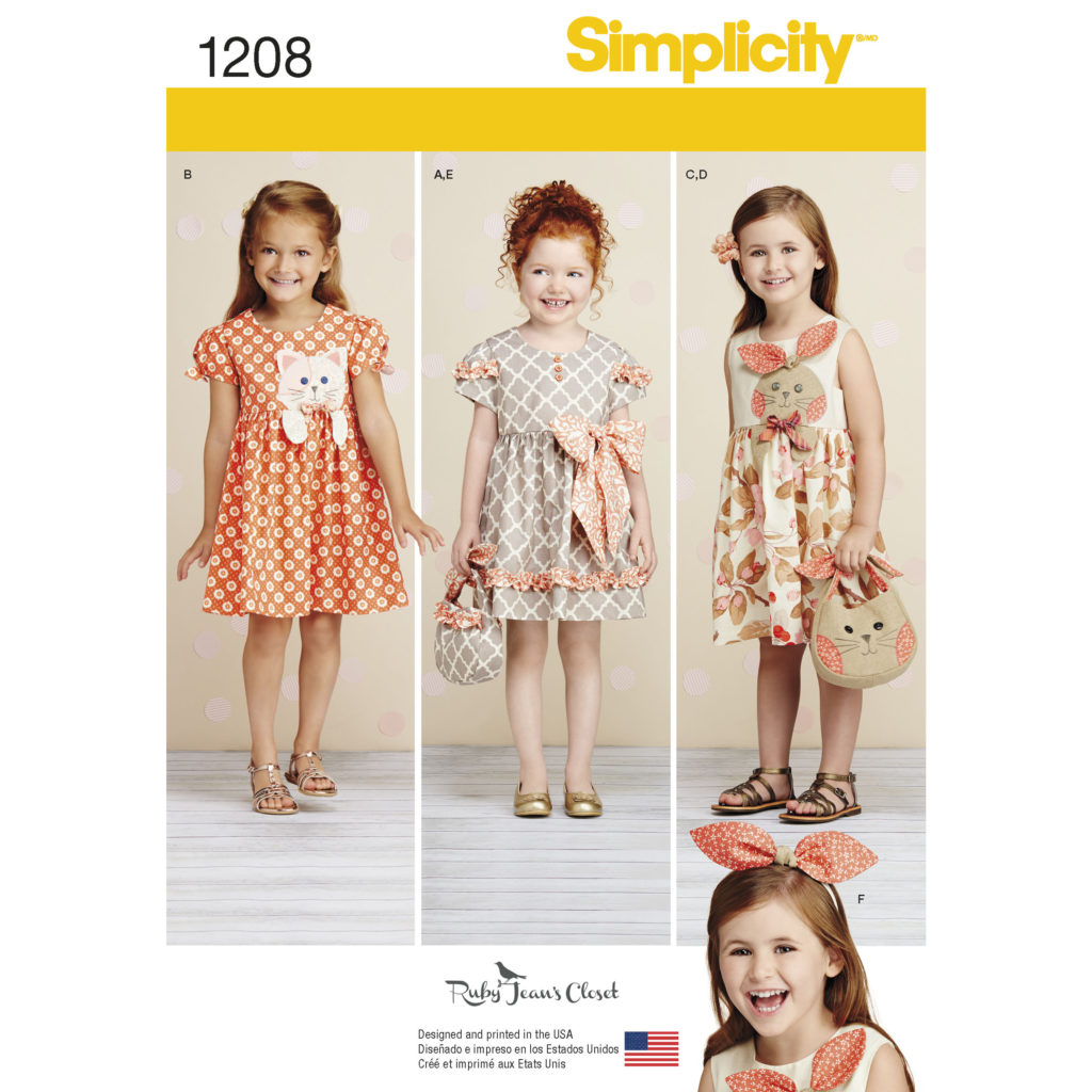 Simplicity1208- Kjole og hårbånd til barn