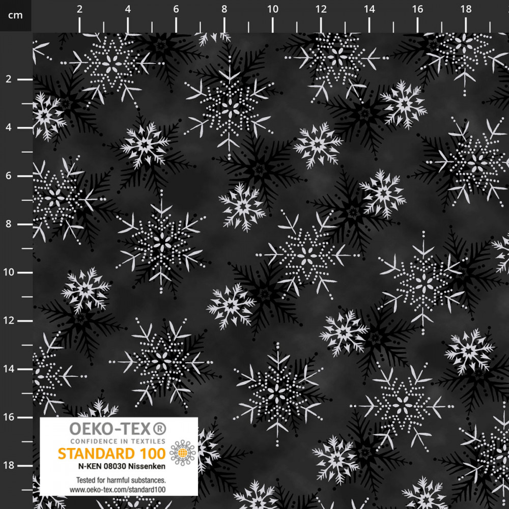 Frosty snowflake- svart med sølvstjerner
