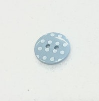 Plastikk Knapp lysblå med hvite prikker -15mm