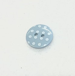 Plastikk Knapp lysblå med hvite prikker -15mm