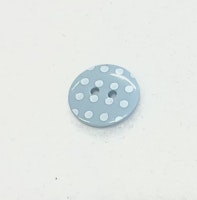 Plastikk Knapp lysblå med hvite prikker -15mm