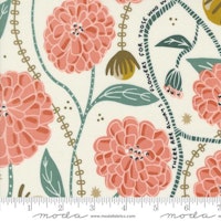 Imaginary Flowers - hvit med rosa store blomster