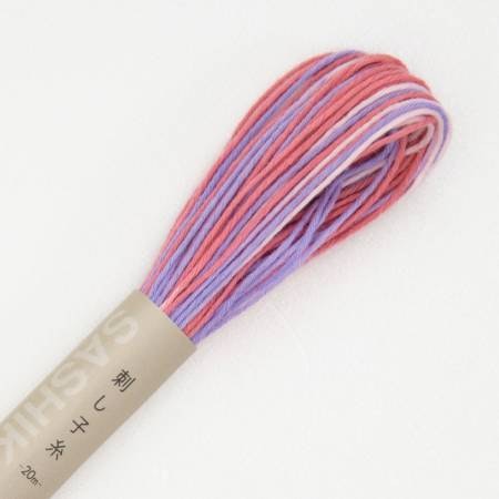 Olympus Sashiko tråd 20m-flerfarget Rosa/lilla