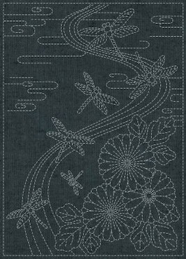 Sashiko Cloth-Yarn Dyed Nep Twilight Dragonfly-Indigo