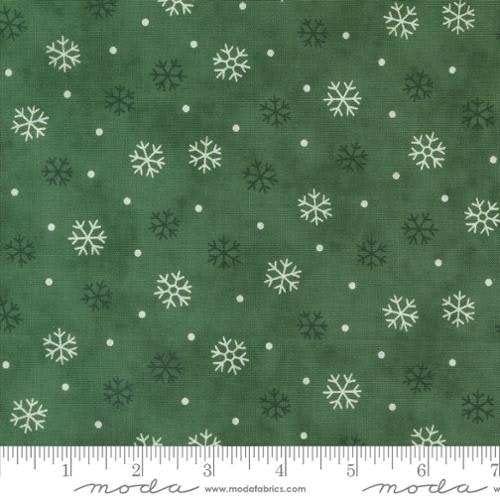 Woodland Winter-grønn med hvite snøfnugg