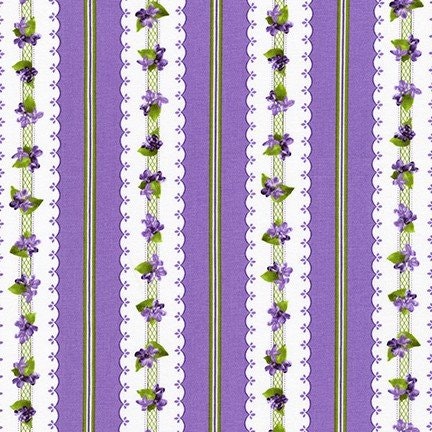 Elisabeth- lilla og hvit stripet med blomster