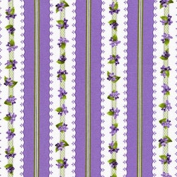 Elisabeth- lilla og hvit stripet med blomster