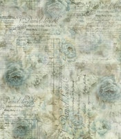 Tim Holtz Foundation- turkise blomster og tekst