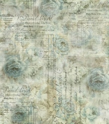 Tim Holtz Foundation- turkise blomster og tekst