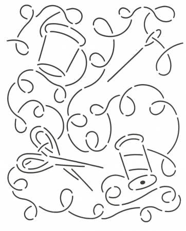 Quilt Stencil Sewing Box Jumble str10inch