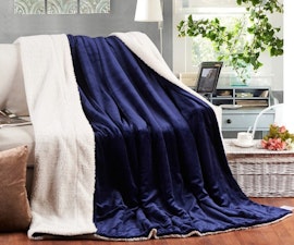 Filtar Sherpa Flanell Fleece Marinblå - 150 x 200 cm