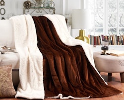Filtar Sherpa Flanell Fleece Chockladbrun - 150 x 200 cm