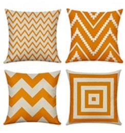 Kuddfodral Geometriska våg mönster set Orange - 45 x 45 cm / 4 st