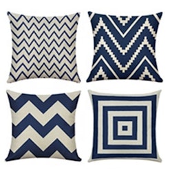 Kuddfodral Geometriska våg mönster set blå - 45 x 45 cm / 4 st