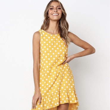Sommarklänning med knapp storpricking Boho